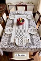 Nappe de table moderne en coton 100% imprimée à la main avec serviettes pour 6 personnes