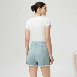 <span class=keywords><strong>Short</strong></span> en jean taille haute à trois boutons pour <span class=keywords><strong>femme</strong></span>, nouvelle collection Printemps-Été 2026, coupe trapèze élastique amincissante, jambe <span class=keywords><strong>large</strong></span>, jean d'été pour <span class=keywords><strong>femme</strong></span> - Product Image 2