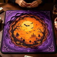 Alas Mahjong Pesta Halloween, Alas Meja Peredam Kebisingan Karet Tahan Lama, Edisi Terbatas, Penutup Meja Anti Selip dan Senyap