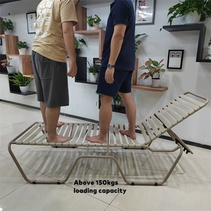 ヨーホーサンガーデンラウンジャー アルミ製サンベッド 編み込みシングルベッド ホテル用チェア ラウンジベルトストラップ付き プール家具 ラウンジ ビーチプールチェア - Product Image 5