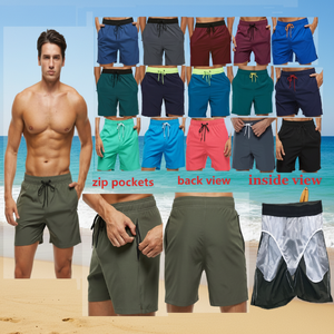 Pantalones Cortos de Playa Deportivos para Hombre, Tejidos, de Cintura Media, con Bolsillos con Cremallera, Cintura Elástica, Tela Elástica en Cuatro Direcciones, Color Sólido, con Buenas Reseñas - Product Image 1