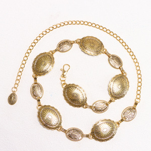 เครื่องประดับเวนเป่ย สายคาดเอวลายดอกไม้สีทองโบราณ ทำจากโลหะผสมสังกะสี เหมาะสำหรับงานปาร์ตี้ สายคาดเอวแบบเส้นเดียว ใช้เป็นเครื่องประดับตกแต่งชุดเดรส - Product Image 3