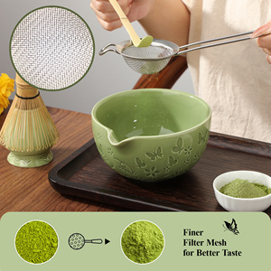 Juego de Té Matcha Tradicional Japonés de 7 Piezas, Tazón Grabado, Batidor de Bambú con Diseño de Mariposa, Cerámica de Alta Calidad - Product Image 3