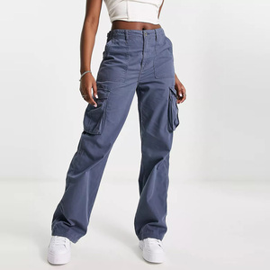 Pantalon <span class=keywords><strong>cargo</strong></span> décontracté pour femmes de haute qualité, <span class=keywords><strong>taille</strong></span> haute, jambe droite, personnalisé pour femmes pour filles - Product Image 4