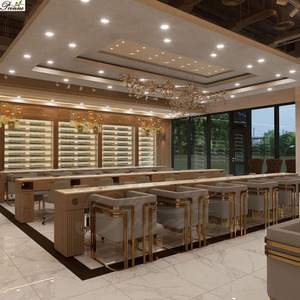 Table de <span class=keywords><strong>bar</strong></span> à ongles, meuble de manucure, blanc, brillant, courbé en L, pour manucure - Product Image 5