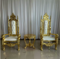 Chaises royales en cuir à dossier haut, style moderne, moins chères, dorées, pour le marié et la mariée, chaises de luxe pour hôtel