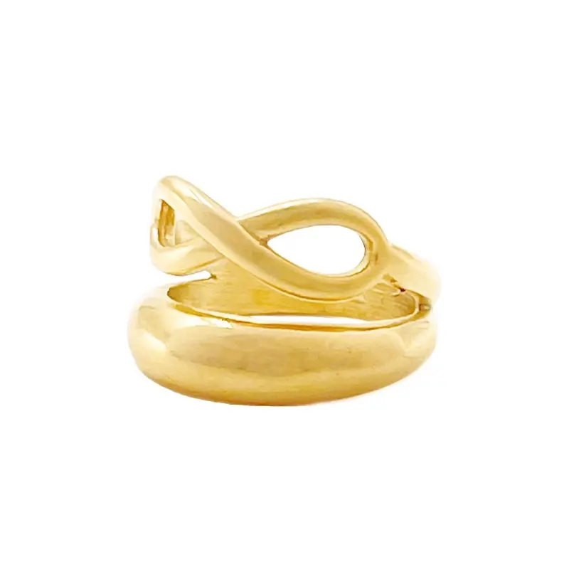 Новый стиль оптовая продажа модные ювелирные изделия минималистский водонепроницаемый 18K позолоченный из нержавеющей стали геометрический крест Открытое кольцо для девочек