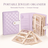 Organisateur de bijoux de voyage simple en cuir PU, classeur de rangement avec pochettes transparentes amovibles à fermeture éclair, logo personnalisé OEM ODM Saint-Valentin