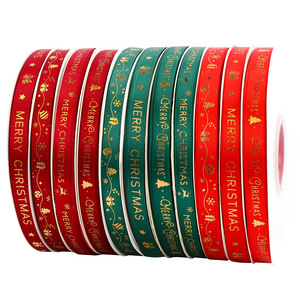 Nine-Colored Ribbon Christmas Printed Silk Ribbons 12m Above Foil Printing Handmade DIY Gift Decoration - Product Image 5