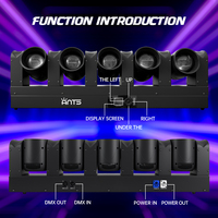 Fullcolor 5*60W RGBW 4-in-1 DMX512 Rotierender 5-Augen-Moving-Beam-Head-Scheinwerfer mit Chasing-Effekt für DJ-Clubs, Konzerte, Events und Bühnen