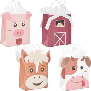 Nouveau dessin animé dessin animé thème papier sac kraft mignon expression faciale papier portable cadeau sac enfants fête cadeau sac