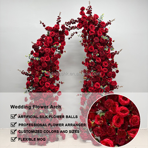 LEDA Hot Selling Customized Broken Red <b>Flower</b> Arch Backdrop Soft <b>Artificial</b> <b>Flowers</b> for Valentine's Day Event Decoration - Product Image 3