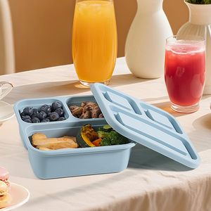 Contenedor Multifuncional de Silicona Pura para Preparación de Comidas, Directo de Fábrica, Contenedor de 3 Compartimentos para Snacks, Caja Dividida para Snacks - Product Image 2