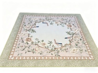 Tapis de Mahjong américain de 33,5 pouces, motif floral et oiseaux de style chinoiserie, avec dos antidérapant en caoutchouc et réduction du bruit, pour table de jeu