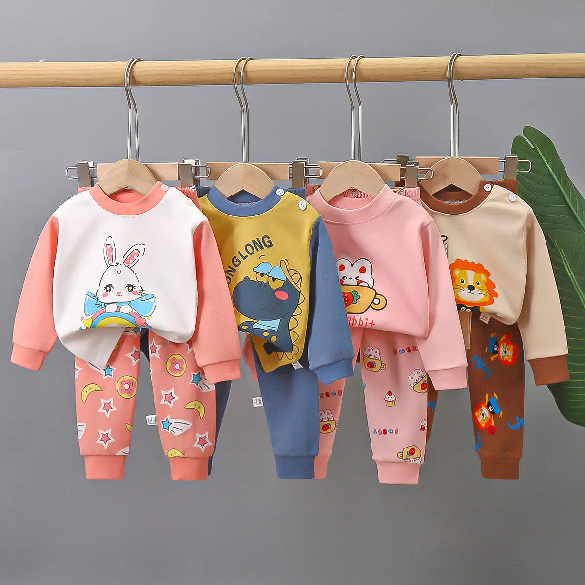 Pigiama estivo 100% cotone per bambini a maniche lunghe comodi abiti da servizio a domicilio per bambini, abbigliamento per bambini