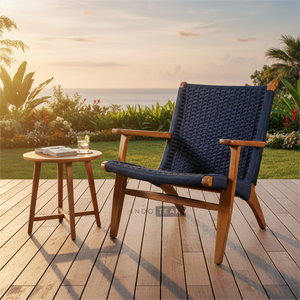 Silla de Descanso Ligera Blumora con Diseño Moderno de Mimbre y Cuerda, Plegable para Terraza Junto a la Piscina, Comedor, Áreas de Hotel - Product Image 4