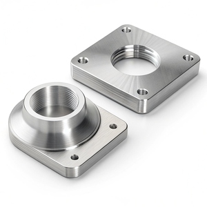 Plaque à bride en acier inoxydable usinée CNC avec trous filetés, composant métallique de précision - Product Image 4