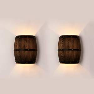 Newrays Antique 2 Pack Bois Tonneau De Vin Applique Applique Luminaire Haut Et Bas Intérieur pour Bar Zone Steampunk Thème - Product Image 1