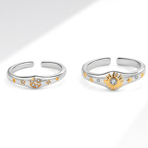 Nuovo Anello Classico Placcato Oro in Rame con Zirconia Bicolore per Signore e <span class=keywords><strong>Signori</strong></span>, Stile Aperto - Product Image 2