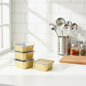 Gobelets à cupcakes carrés en aluminium de 300 ml, moules à gâteaux jetables, mini moules en aluminium colorés pour la fête de Noël - Product Image 1