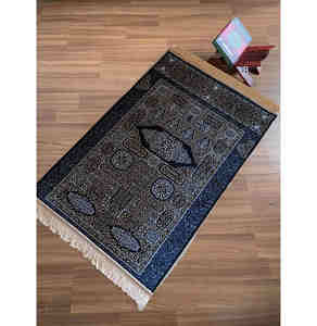 Tapis de prière musulman en velours floral en diamant doré, fait à la machine, à poils coupés, antidérapant, lavable, pour <span class=keywords><strong>les</strong></span> voyages et la maison, cadeau - Product Image 4