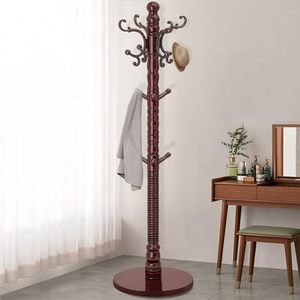 ठोस लकड़ी कोट रैक लकड़ी हॉल ट्री कोट रैक गोल हुक के साथ खड़ा है - Product Image 1