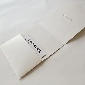 Fashion custom logo embossed folding party invitation card holder envelope cotton paper envelopes with brand printing