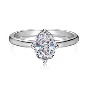 Dylam Fabriek Fijne Sieraden S925 Sterling Zilveren Ring Solitaire Ovale Vorm Cz Zirkonia Belofte Verlovingsringen Voor Vrouwen - Product Image 1