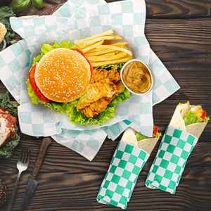 Custom Eco-Friendly Biodegradable Checkered <b>Greaseproof</b> Burger Wrapper <b>Paper</b> Silicone Single-Sided Sandwich Bread Snack High - Product Image 2