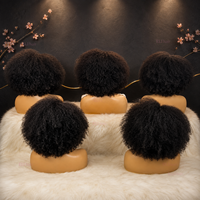 Perruque Lace Front 13x4 à Raie Latérale, Cheveux Humains Vierge Afro Kinky Bouclés, Couleur Naturelle, Style Afro Bob avec Ligne de Cheveux Naturelle, Cheveux Péruviens