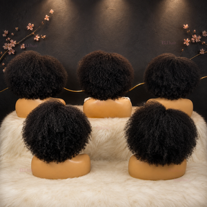 Peluca de Cabello Humano Virgen Afro Rizado Kinky 13x4 con <span class=keywords><strong>Parte</strong></span> Lateral y Frente de Encaje, Color Natural, Estilo Afro Bob con Línea de Cabello Natural, Cabello Peruano - Product Image 6
