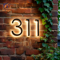 Plaque de numéro de maison LED personnalisée, extérieure, étanche, en acier inoxydable, plaques de porte en métal, numéro d'appartement, hôtel, plaque d'adresse éclairée