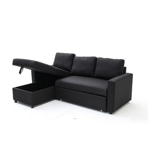 High Quality Furniture Big Sofa Bed Black Fabric 3 Seater Sofa Bed With Storage