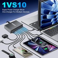 Chargeur de Bureau USB C Multi-Ports 10 800W, Station de Charge USB C GaN PD Murale pour Ordinateur Portable et iPhone 16 15