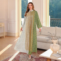 SMT154 été nouveau musulman Patchwork Sequin Robe moyen-orient vêtements dubaï Abaya musulman imprimé Robe