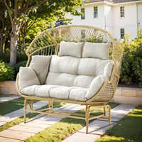 Fauteuil suspendu Danlong moderne et abordable, deux places, en rotin tressé, avec support et coussin, pour adulte, intérieur/extérieur