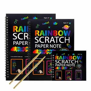Papel Mágico para Rascar Arcoíris, Tarjetas Creativas y Coloridas para Dibujar, Libro de Pintura para Rascar DIY - Product Image 1