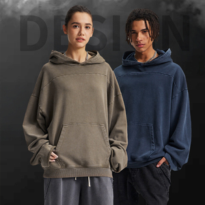 เสื้อฮู้ดดี้โอเวอร์ไซส์สไตล์สตรีทแวร์ ผ้าคอตตอนหนานุ่ม ทรงวินเทจ ล้างสีแบบแอซิดวอช สำหรับใส่โลโก้แบบกำหนดเอง เสื้อฮู้ดดี้คุณภาพสูงสำหรับผู้ชายและผู้หญิง - Product Image 1