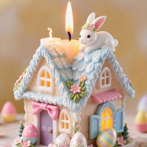 TangChu Rabbit Holding House Silicone Candle Mold for Making <b>Soap</b> Dishes, Jewelry Trays, Candles and Home Organizers - Product Image 1