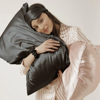Taie d'oreiller rectangulaire en satin de soie 100 % polyester de luxe avec fermeture éclair pour usage domestique et hospitalier