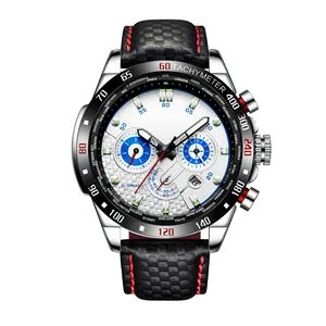 Fashion Contrast Sport Watch Fully Automatic Movement Leather Strap Compression Resistant Comfortable Watch