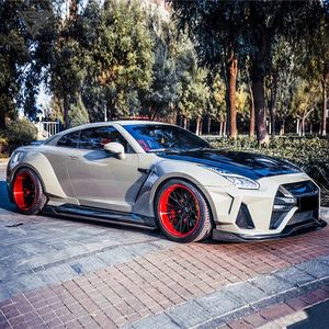 Ömür boyu tarzı yarım karbon Fiber Nissan GTR GTR için geniş vücut kitleri 2008-2016 araba tekerlek kemer ön arka tampon yan etekler Hood - Product Image 4