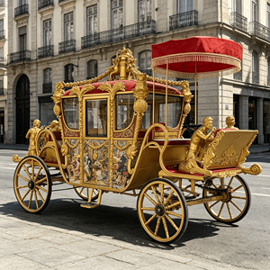 Calèche de Cendrillon grandeur nature pour extérieur, calèche royale de mariage, calèche de princesse de luxe traînée par des chevaux - Product Image 3
