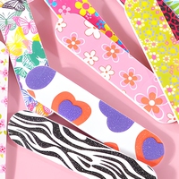 Mini Lima de Uñas de Esponja de 9 cm de Doble Cara con Forma Rectangular para Decoración de Uñas, Diseño de Flores Pequeñas, Tira de Pulido de Esmalte de Uñas