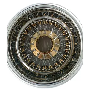 Rueda de alambre cromada Syck Lowrider 13X7 Reverse 72 Cross Spokes con 3 barras y radios desmontables - Product Image 3