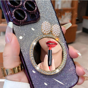 Nouvelle mode filles <span class=keywords><strong>coque</strong></span> de téléphone pour <span class=keywords><strong>iPhone</strong></span> <span class=keywords><strong>13</strong></span> 14 15 pro max <span class=keywords><strong>avec</strong></span> film d'objectif miroir créatif transparent protection brillance bling shell - Product Image 3