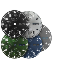 Esfera de reloj de acero inoxidable Vintage de 28,5mm, caras luminosas verdes con piezas de accesorios de repuesto NH35/NH36