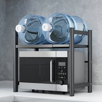 Estante Expandible para Horno de Microondas, Organizador Metálico de Almacenamiento para Cocina con Ganchos, Soporte para Electrodomésticos de Encimera