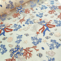 Tissu en tulle brodé en polyester de 120 cm de large, avec des paillettes, des perles, des fleurs de rose, pour la mode féminine, les robes de mariée