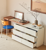 Coiffeuse avec miroir rabattable, meuble de chambre en bois, commode à six tiroirs offrant un grand espace de rangement, mobilier de maison